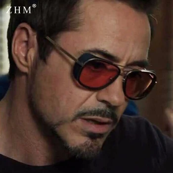 2021 Steampunk тон Старк Iron Man 3 слънчеви очила мъжки маркови дамски дизайнерски огледални слънчеви очила Реколта червени лещи слънчеви очила с UV400