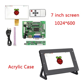 7-инчов Разделени LCD екран Raspberry Pi 4 Акрилни Притежателя Скоба Черен Калъф с 7-инчов Дисплей за Raspberry Pi 3 Модел B + 2B 3B