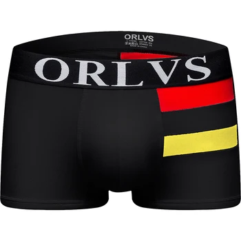 ORLVS Мъжки боксерки Секси Бельо меки дълги боксови шорти меки Памучни Гащи Мъжки Колан 3D Торбичка Шорти Под Къси Панталони