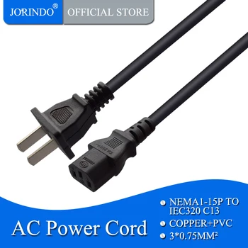 Захранващ кабел ac JORINDO 0,5 М/1,64 метра ОТ САЩ ДО IEC320 C13-кабел-адаптер с 2 клипса на 1-15 P до C13 с 3 дупки