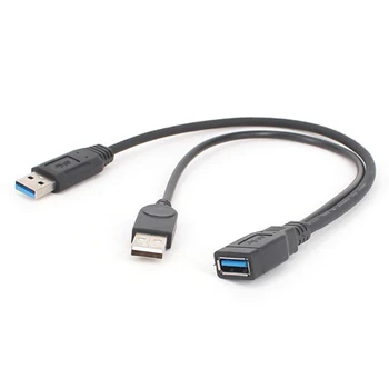 Кабел USB 3.0 С две силови честота кабели Y Адаптер От мъжа към Жената Кабел Кабел 30 cm