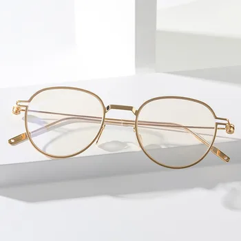 Луксозни Маркови Очила в Рамки Ретро Кръгли Ультралегкие Очила за Късогледство, За Мъже и Жени, По Рецепта, анти-сини леки Очила, Оригиналната Кутия