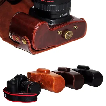 Нова Чанта За Камера От Изкуствена Кожа Калъф За Canon EOS 6D, Калъф за Камера, 3 цвята, Кафе, Черно, Кафяво