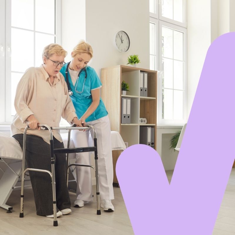 WTW People Seeking At Home or Community Based Physiotherapy Physiotherapist helping lady to walk