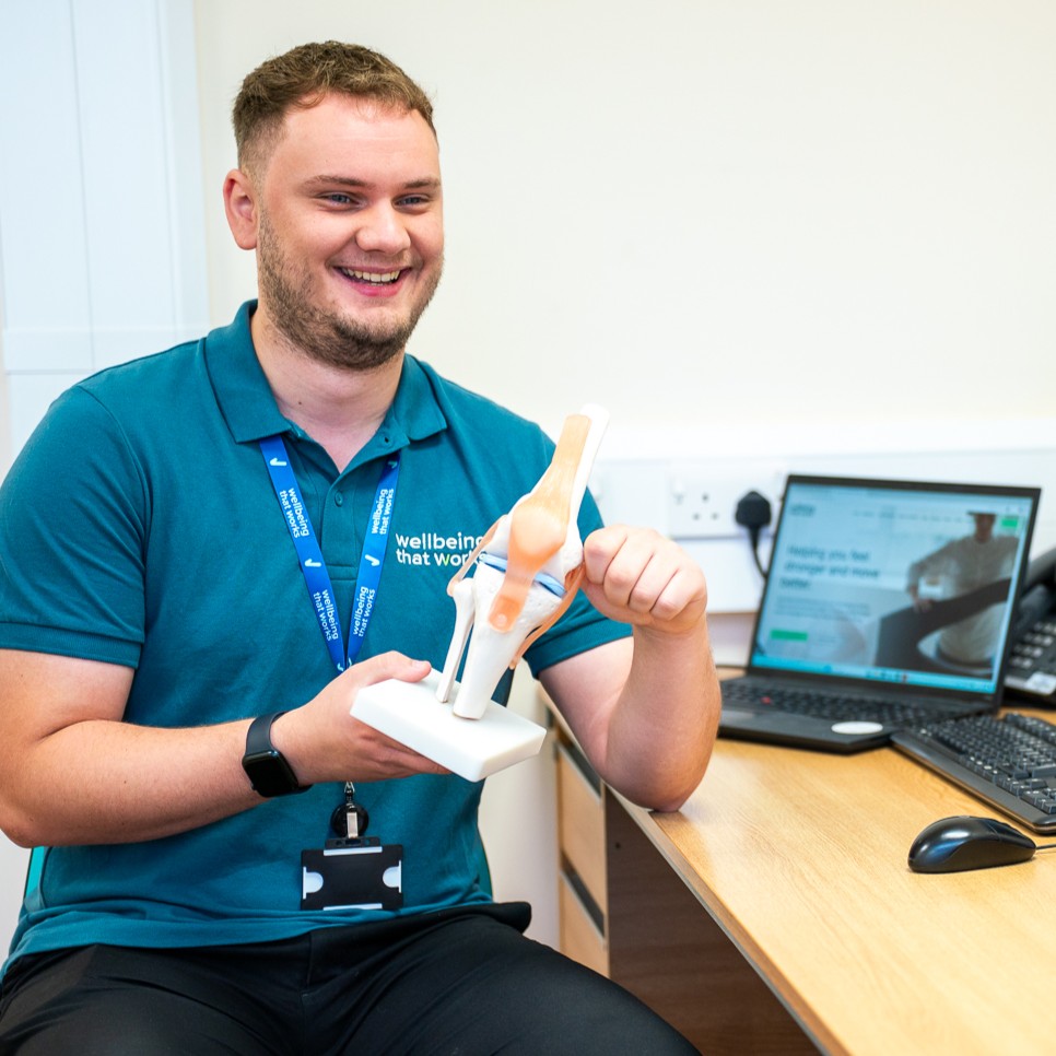 One of our physiotherapists explaining the knee joint